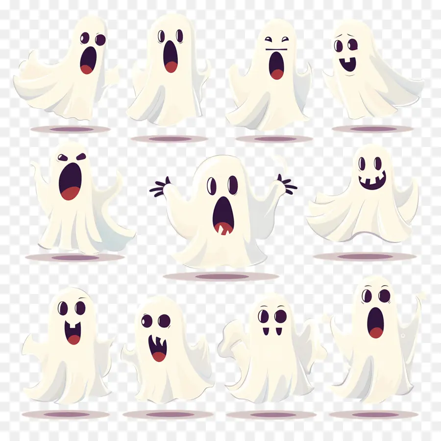 Fantômes D'halloween，Expressions Fantômes PNG