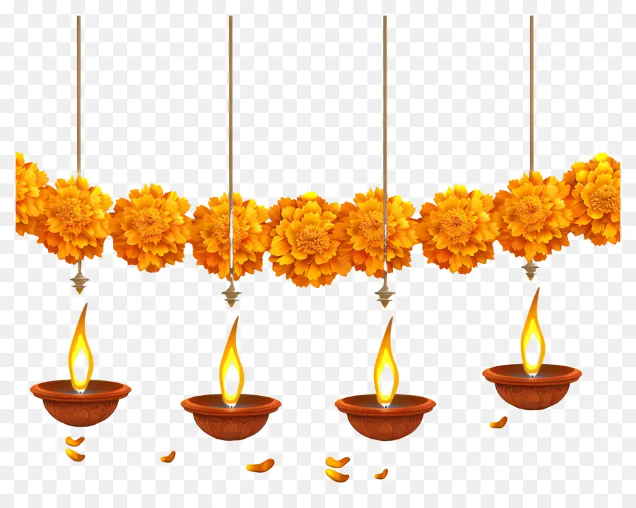 Guirlande De Soucis De Diwali，Décorations De Diwali PNG