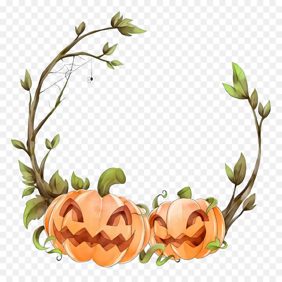 Couronne D'halloween，Couronne De Citrouilles PNG