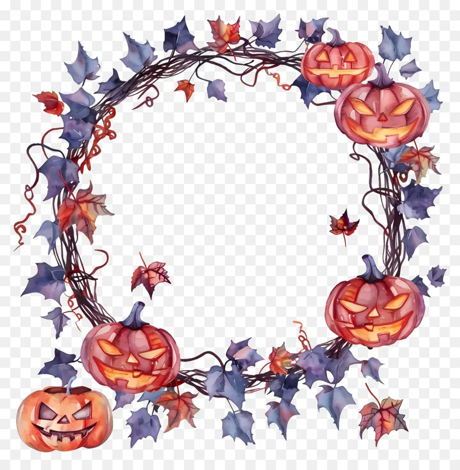 Couronne D'halloween，Couronne De Citrouille PNG