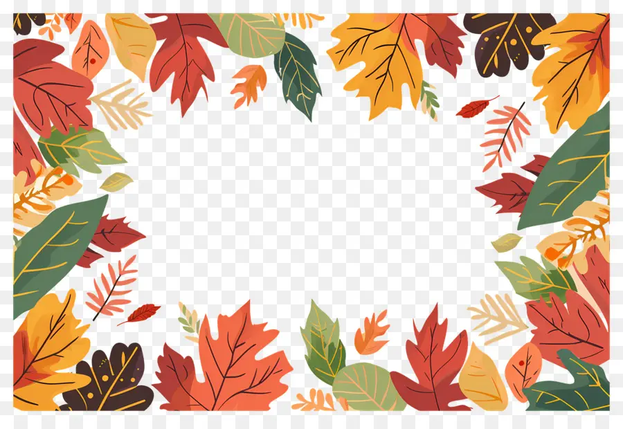 Cadre D'automne，Feuilles Et Glands Colorés PNG