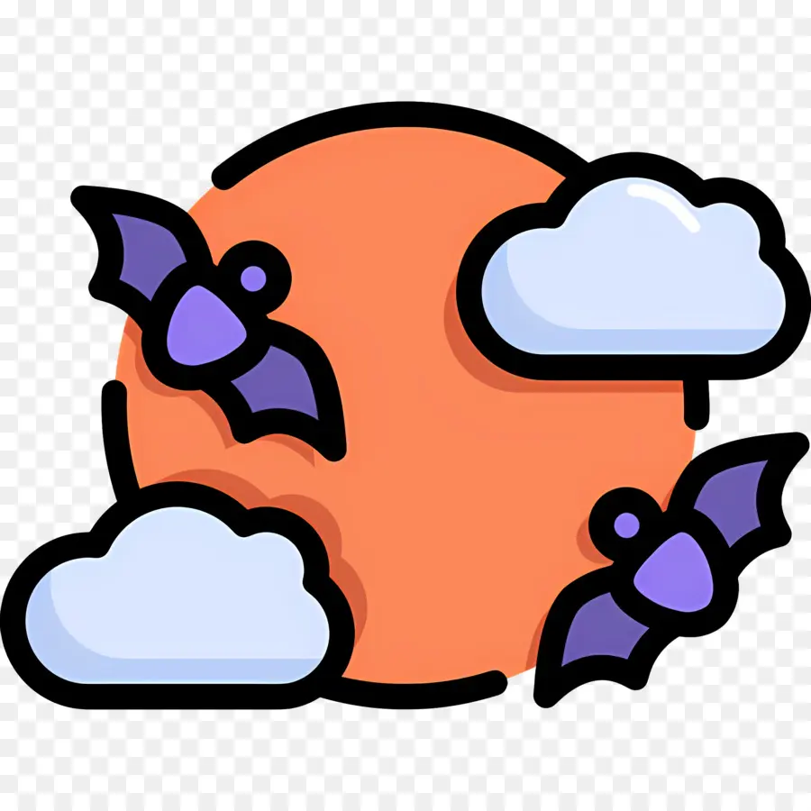 Lune D'halloween，Chauves Souris Et Lune PNG