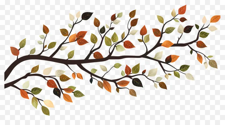 Branche D'automne，Branche Avec Des Feuilles PNG