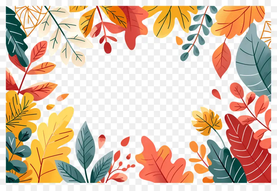 Cadre D'automne，Feuilles Et Glands Colorés PNG