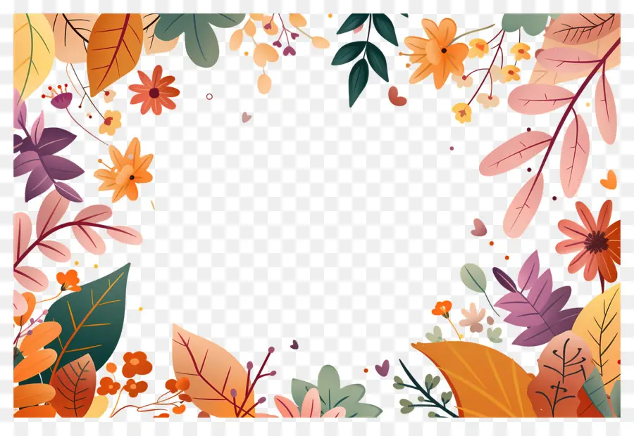 Cadre D'automne，Feuilles Et Glands Colorés PNG