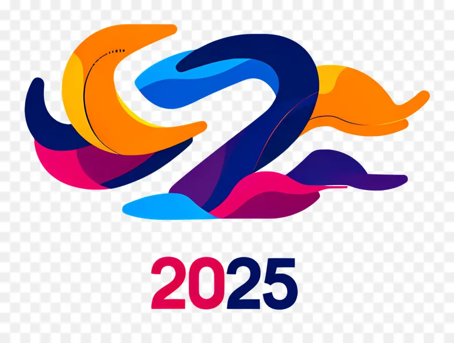 2025 Année，2025 Vagues Colorées PNG