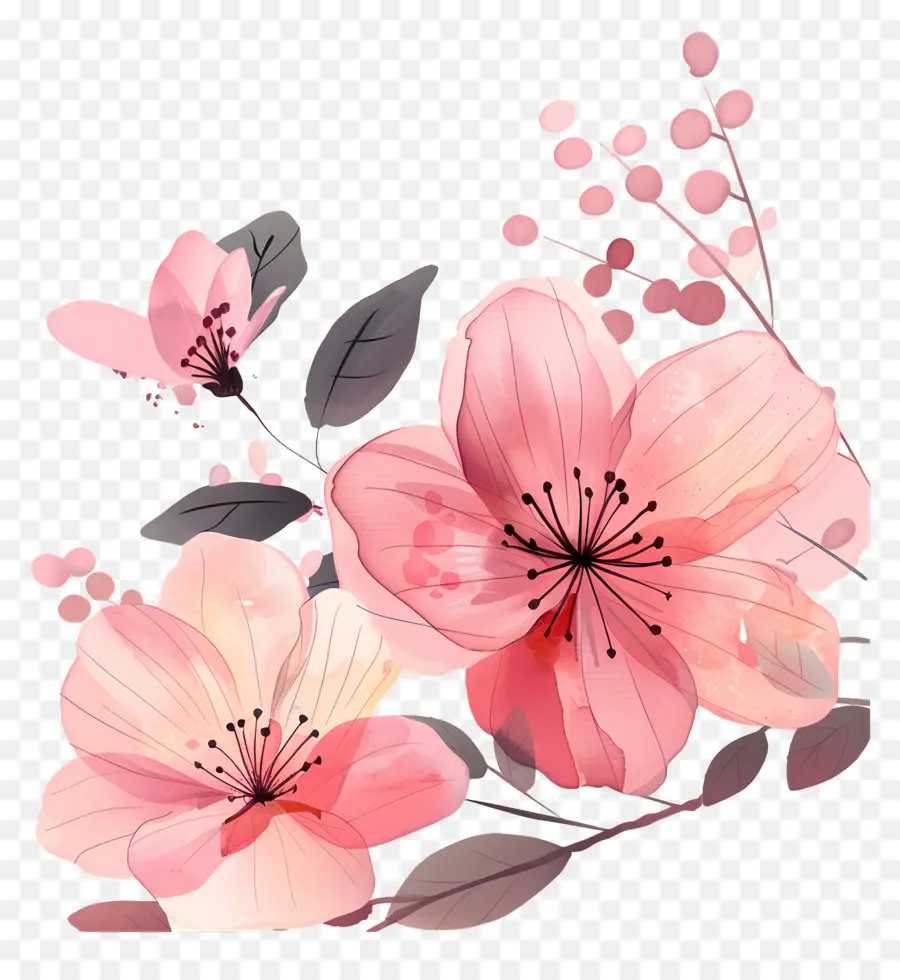 Fond Rose，Fleurs Roses PNG