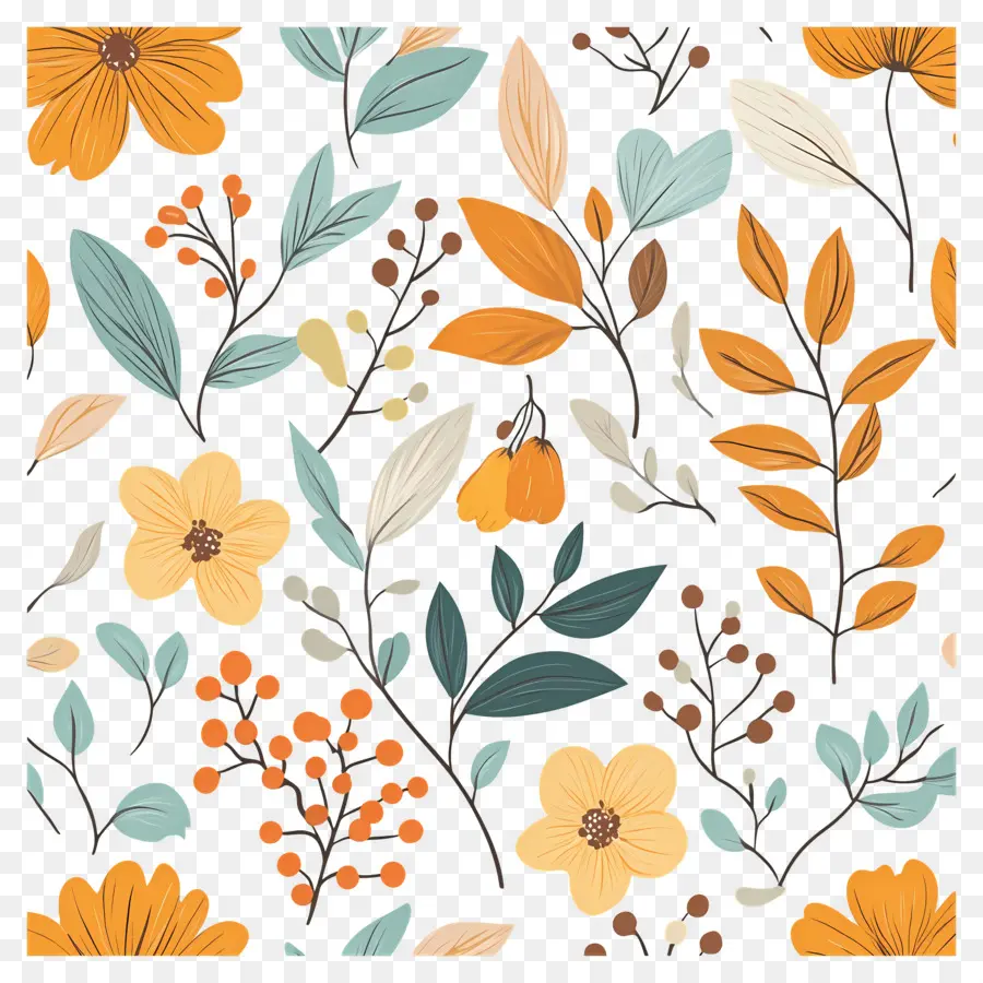 Fond D'automne，Motif Floral PNG