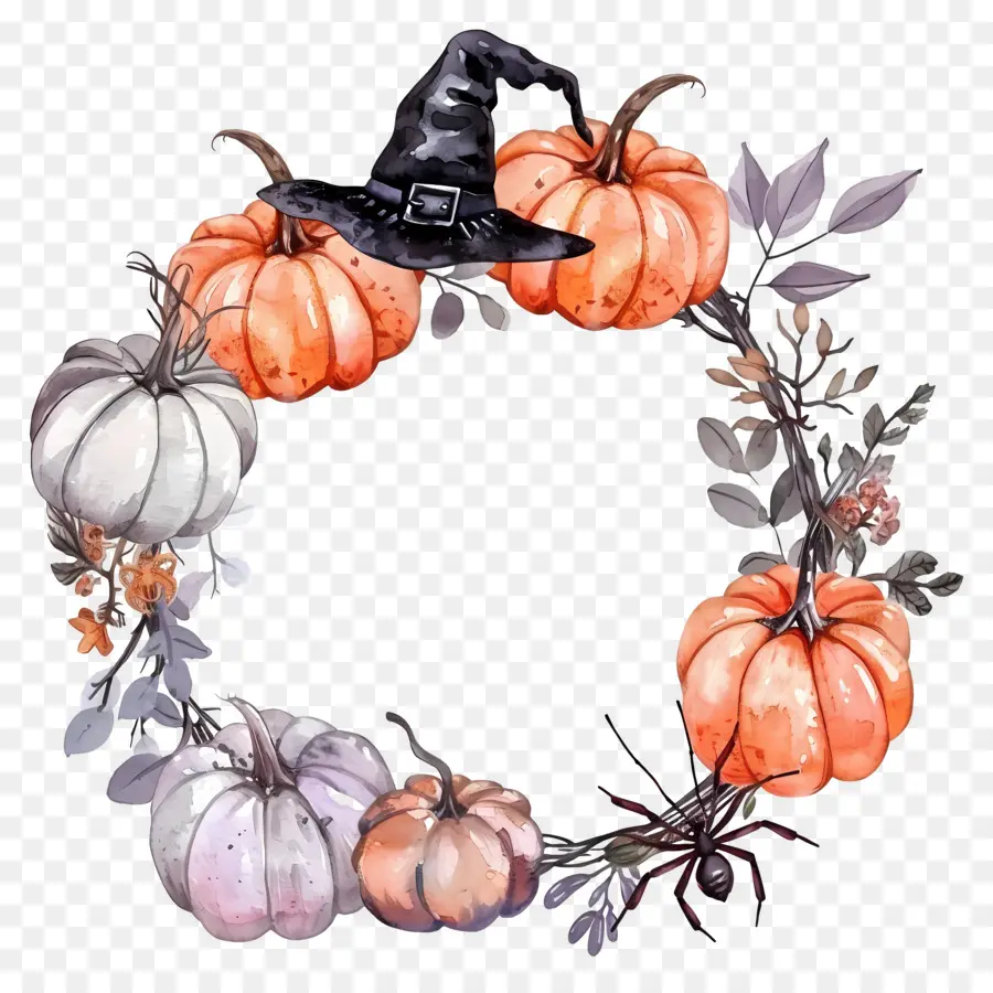 Couronne D'halloween，Couronne De Citrouille PNG