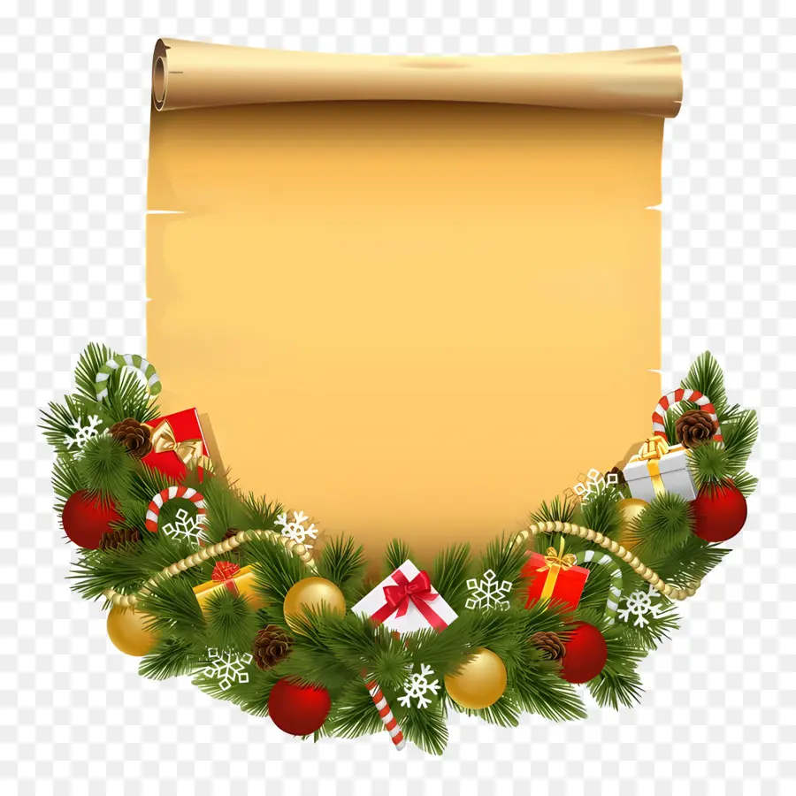 Parchemin De Noël，Décorations PNG