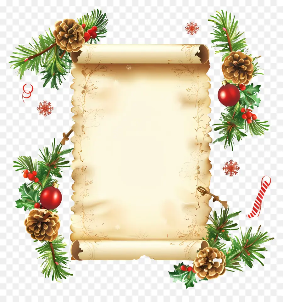 Parchemin De Noël，Décorations PNG