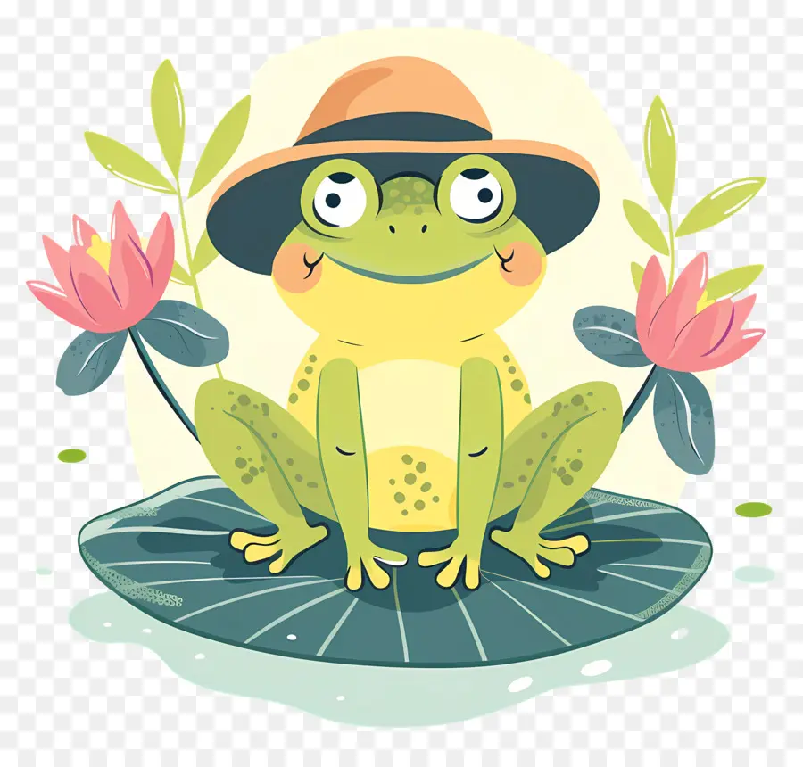 Grenouille Mignonne，Grenouille Avec Chapeau PNG