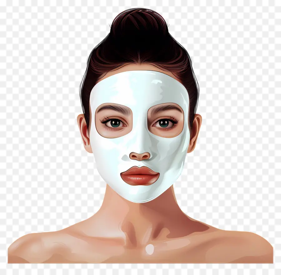 Belle Femme，Femme Avec Masque Facial Blanc PNG