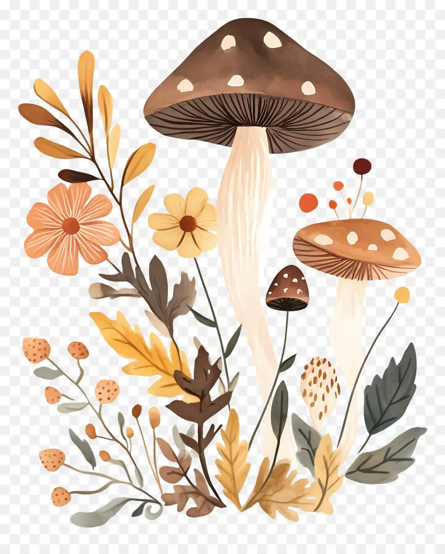 Fond D'automne，Champignons PNG