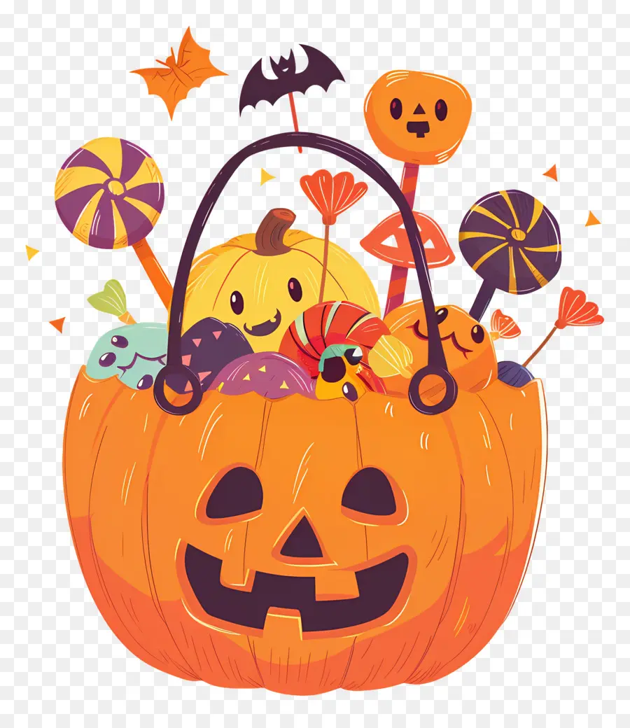 Seau à Bonbons D'halloween，Panier De Citrouille PNG