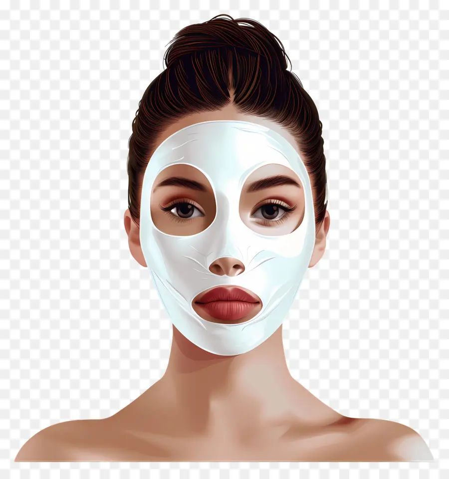 Belle Femme，Femme Avec Masque Facial Blanc PNG