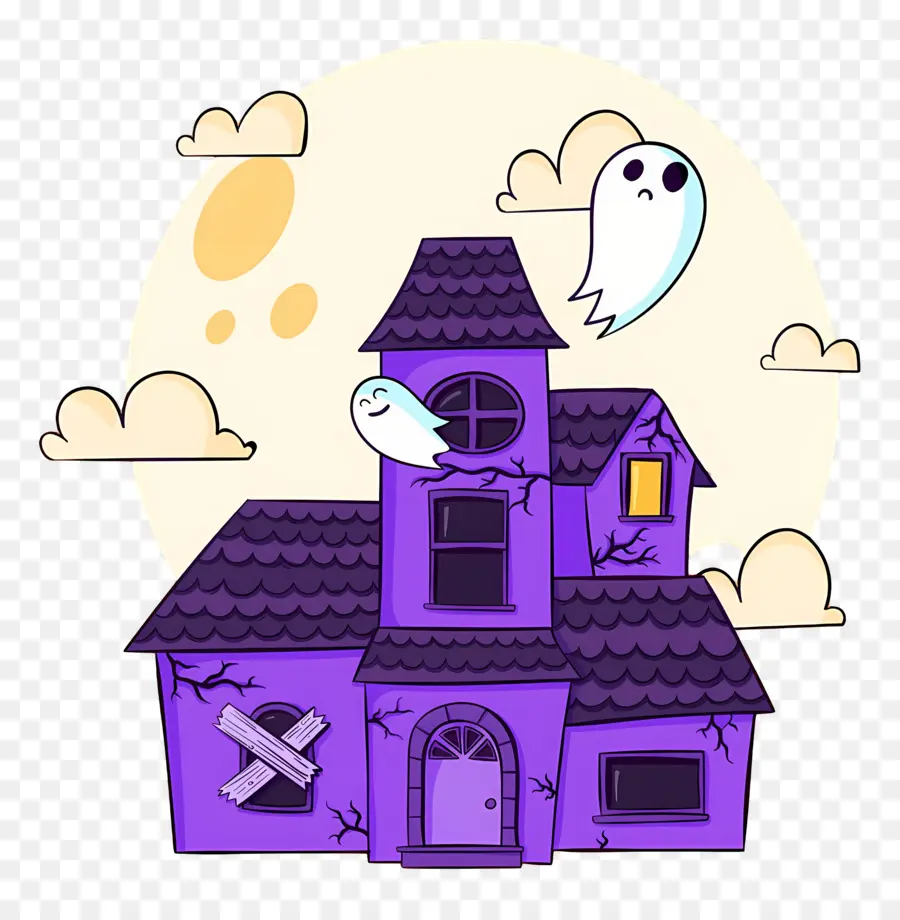 Maison D'halloween，Maison Hantée Violette PNG