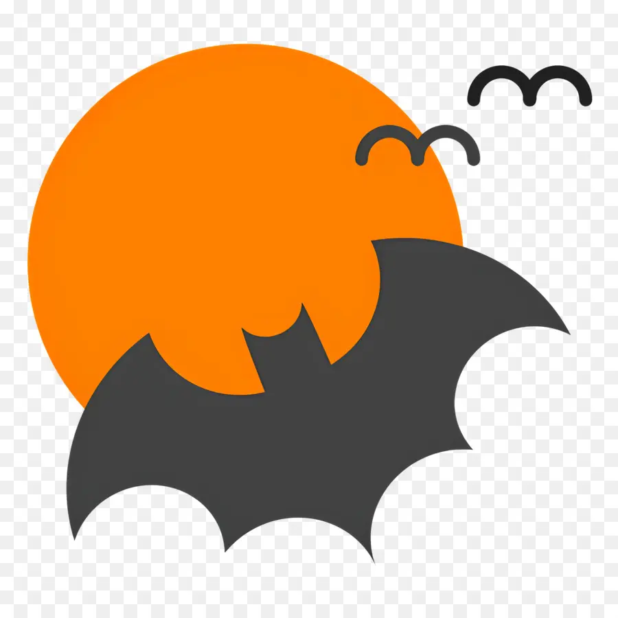 Lune D'halloween，Chauve Souris Et Lune Orange PNG