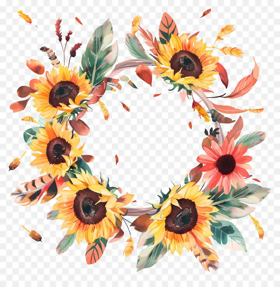 Couronne D'automne，Couronne Florale PNG