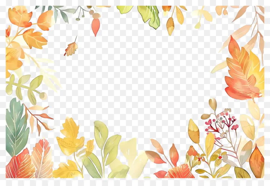 Cadre D'automne，Feuilles Et Glands Colorés PNG