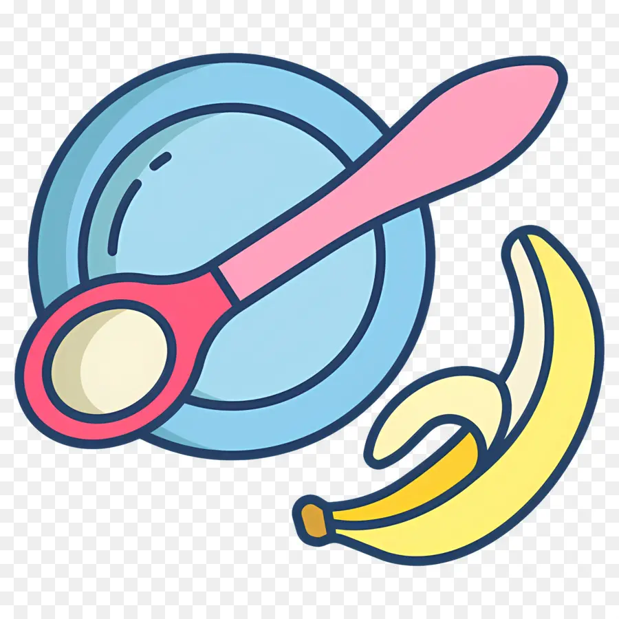 Nourriture Pour Bébés，Banane Et Cuillère PNG