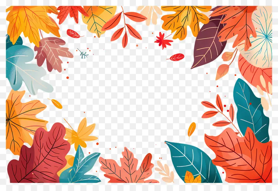 Cadre D'automne，Feuilles Et Glands Colorés PNG