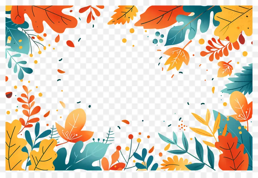 Cadre D'automne，Feuilles Et Glands Colorés PNG