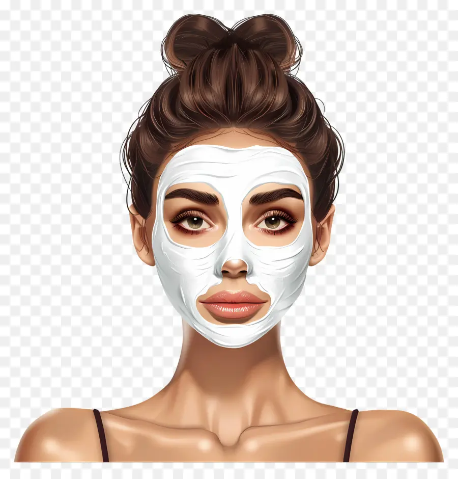 Belle Femme，Femme Avec Masque Facial Blanc PNG