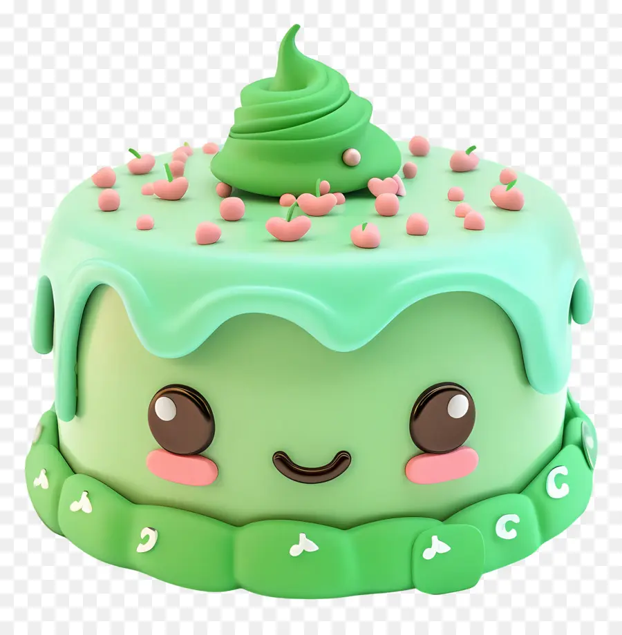 Gâteau 3d，Gâteau Vert Mignon PNG