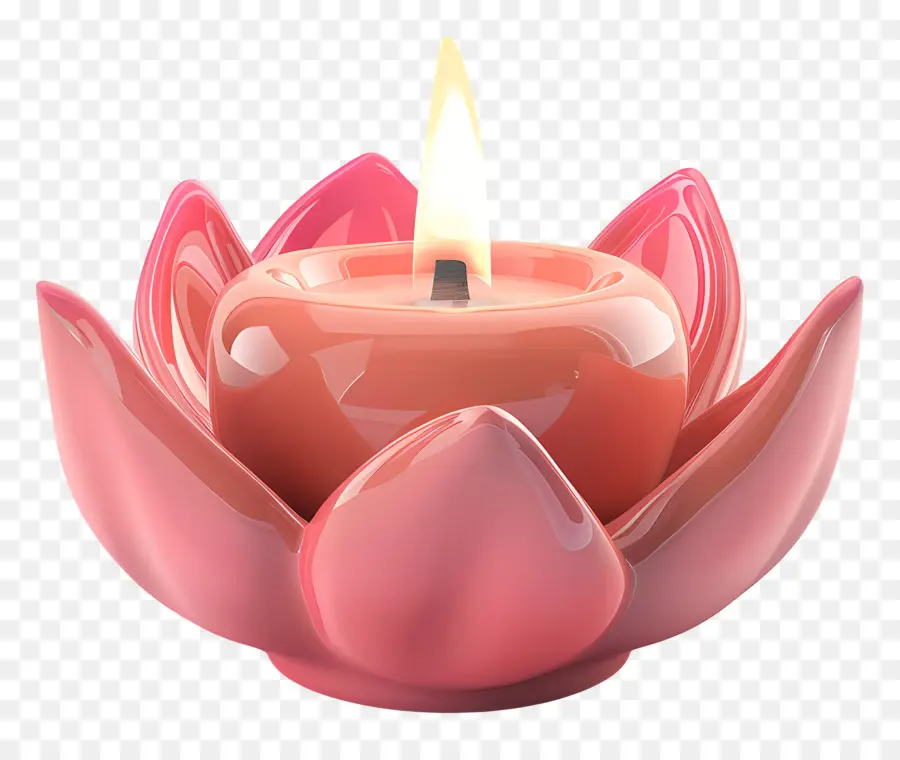 Bougie De Diwali，Bougie Dans Un Porte Lotus PNG