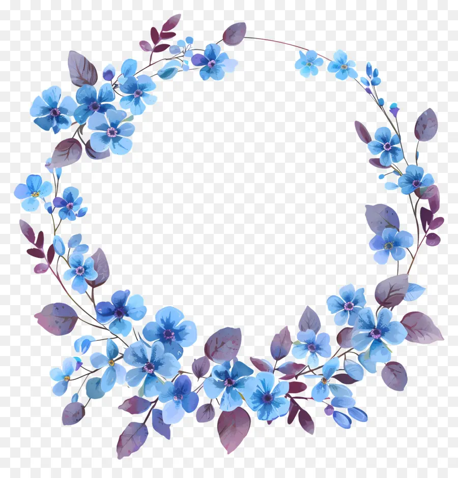 Couronne Florale Bleue，Couronne Florale PNG