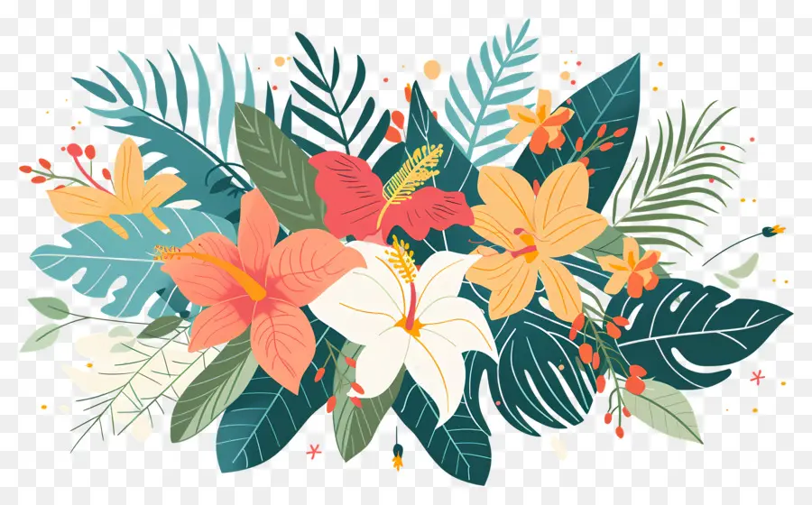 Fleurs Tropicales，Feuilles PNG