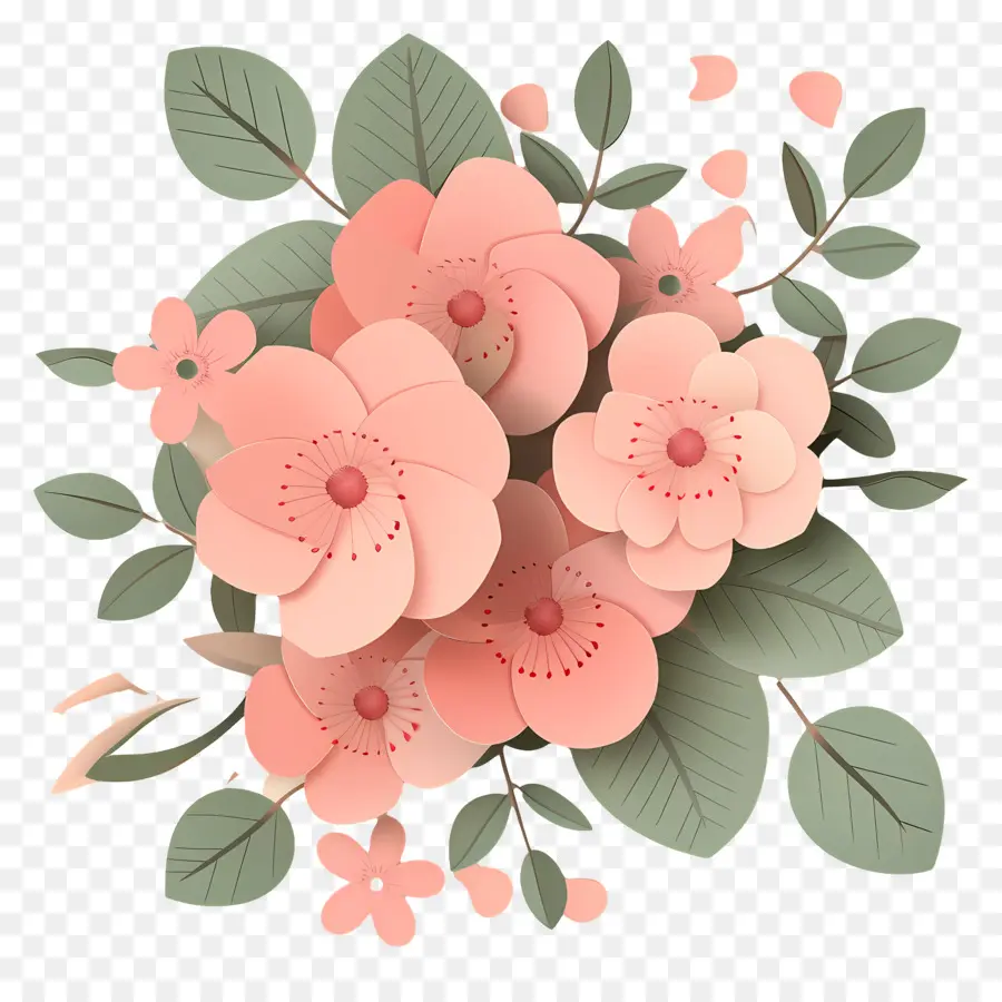 Fleurs Roses，Fleurs Roses Et Jaunes PNG