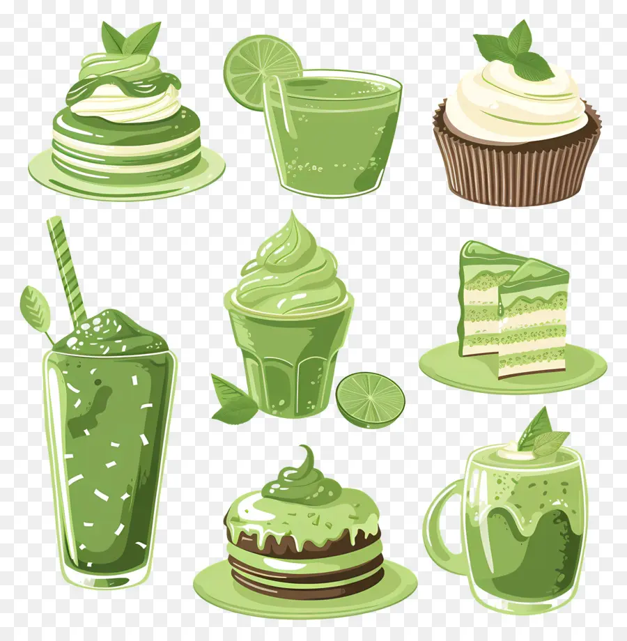 Desserts Au Matcha，Bonbons Verts PNG