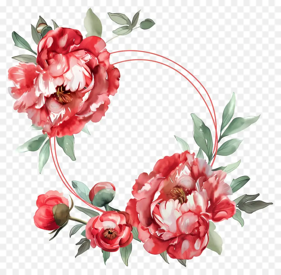 Cercle De Fleurs，Fleurs Rouges PNG