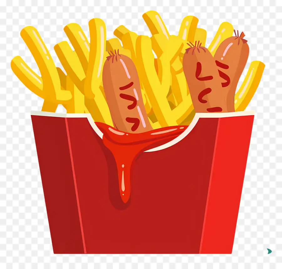 Salchipapa，Frites Et Saucisses PNG