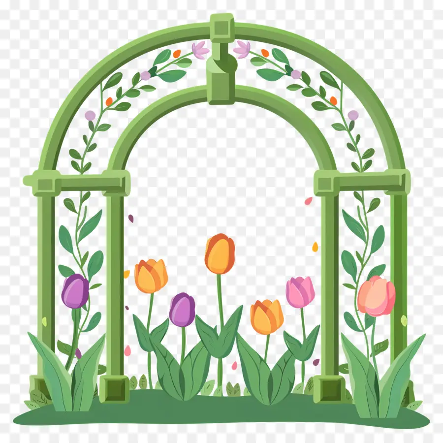 Arche Fleurie，Arche Verte Avec Tulipes PNG