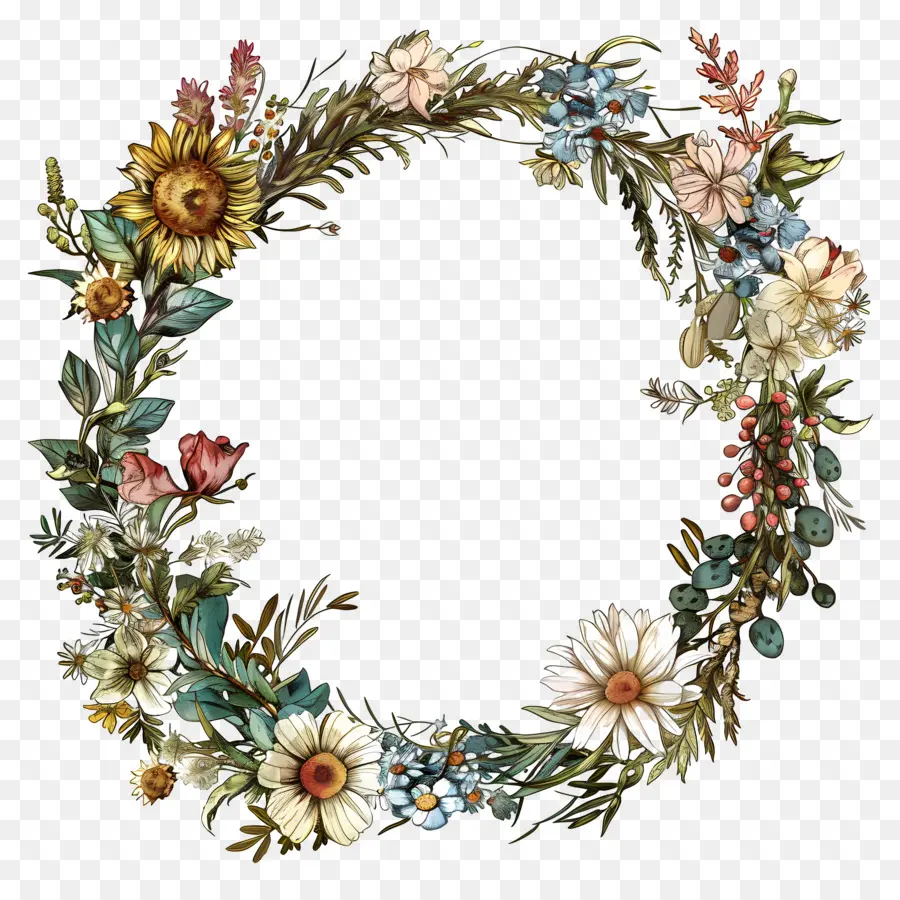 Couronne Décorative，Couronne Florale PNG