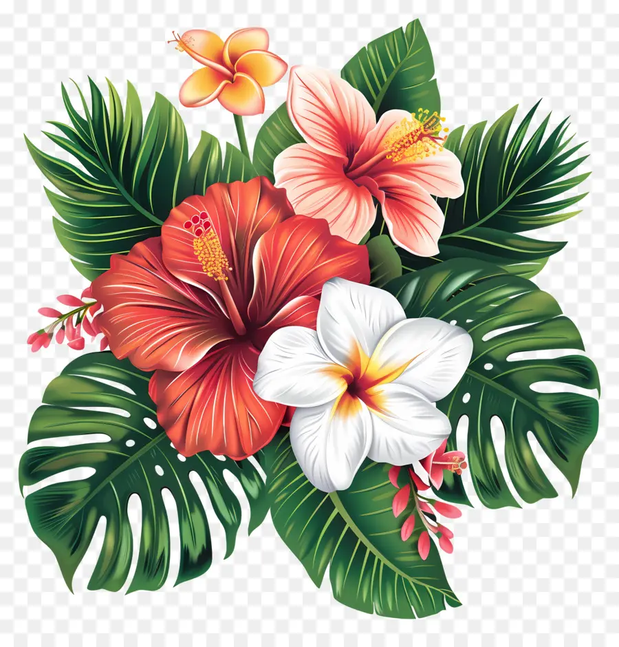 Fleurs Tropicales，Fleurs D'hibiscus PNG