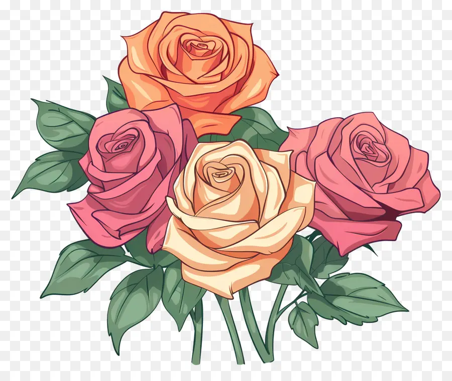 Fleur Rose，Roses Oranges PNG