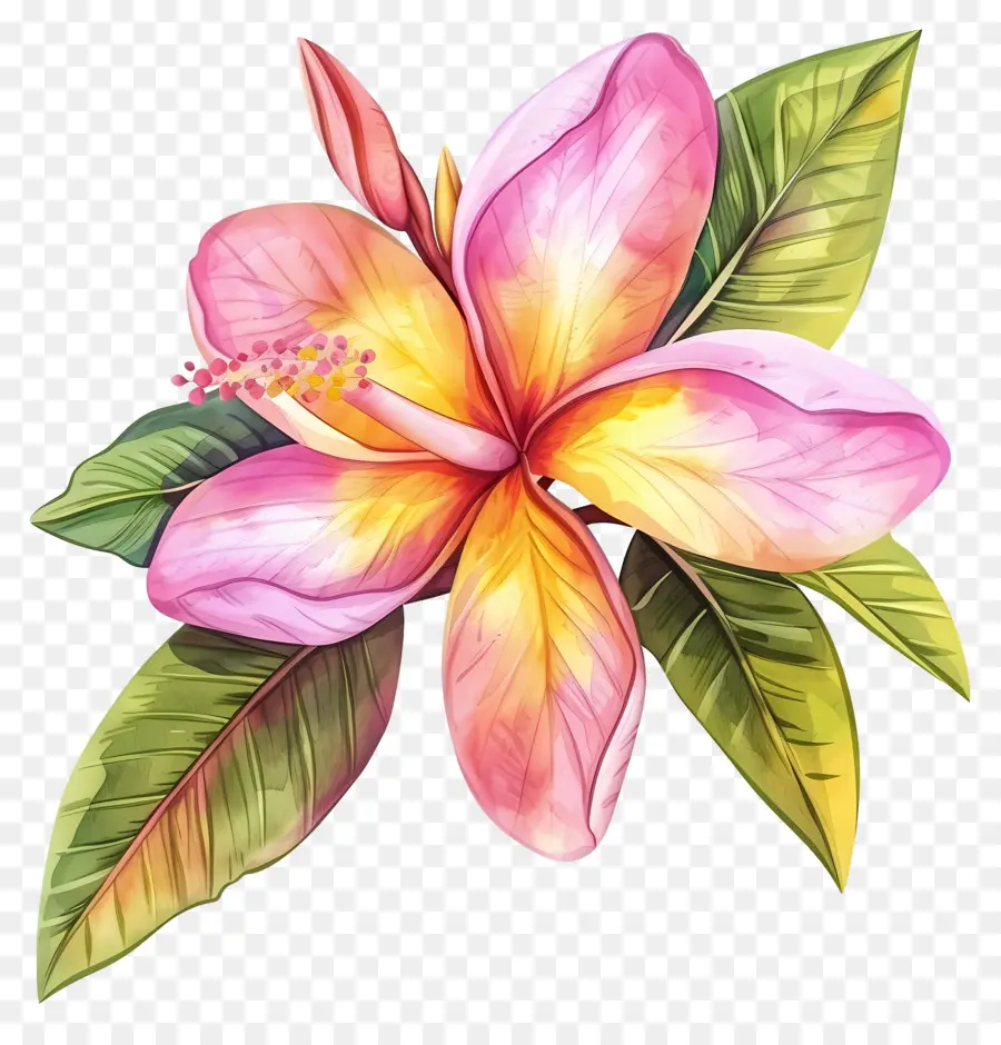 Fleur De Pluméria，Feuilles PNG