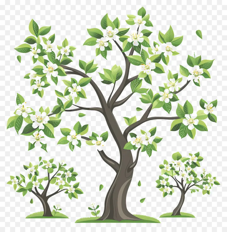 Arbre à Fleurs，Trois Arbres En Fleurs PNG