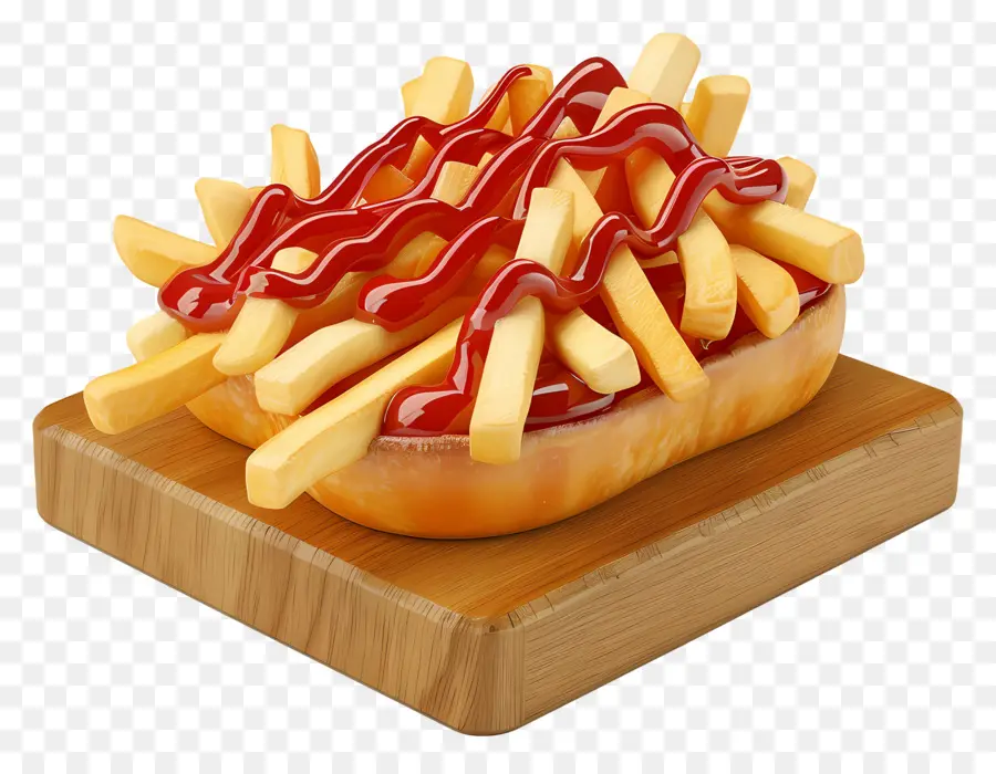 Poutine，Frites Au Ketchup PNG