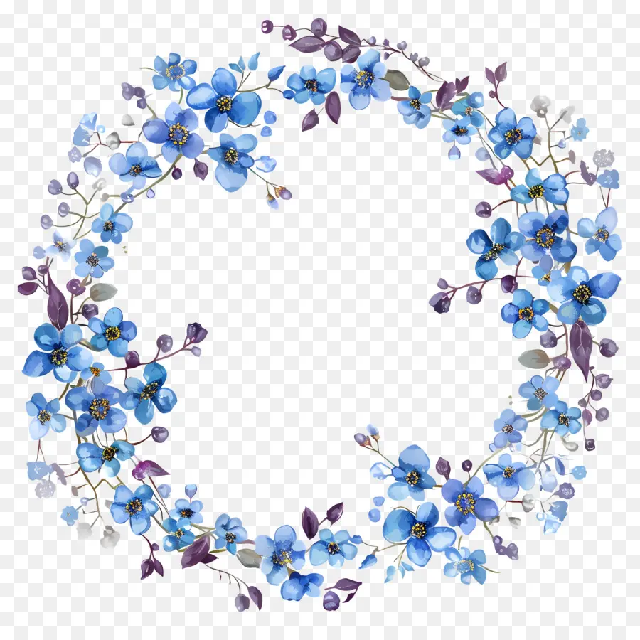 Couronne Florale Bleue，Couronne Florale PNG