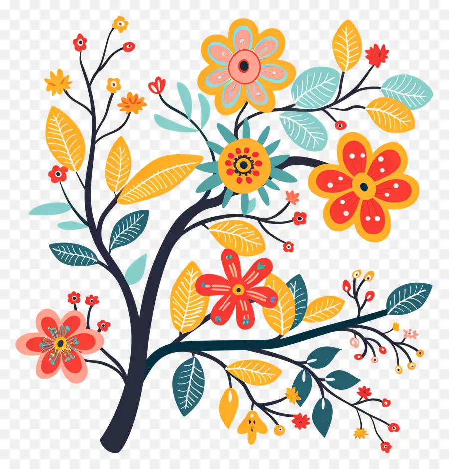 Arbre à Fleurs，Arbre Artistique Avec Des Fleurs PNG