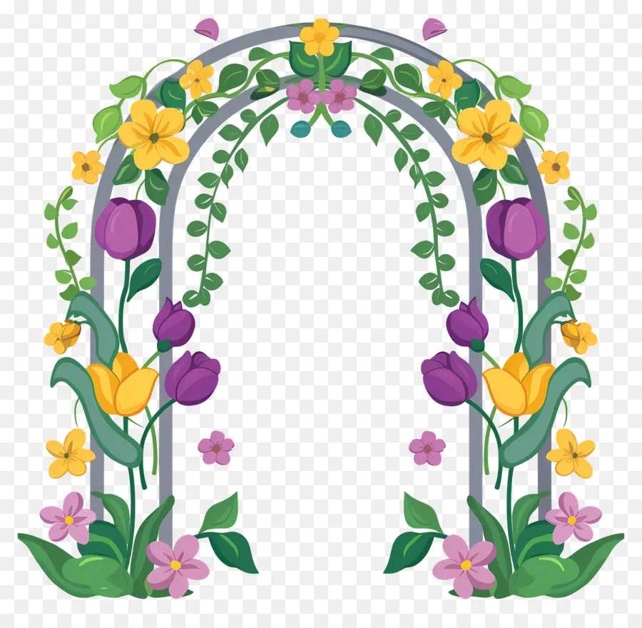 Arche Fleurie，Arche Verte Avec Tulipes Colorées PNG