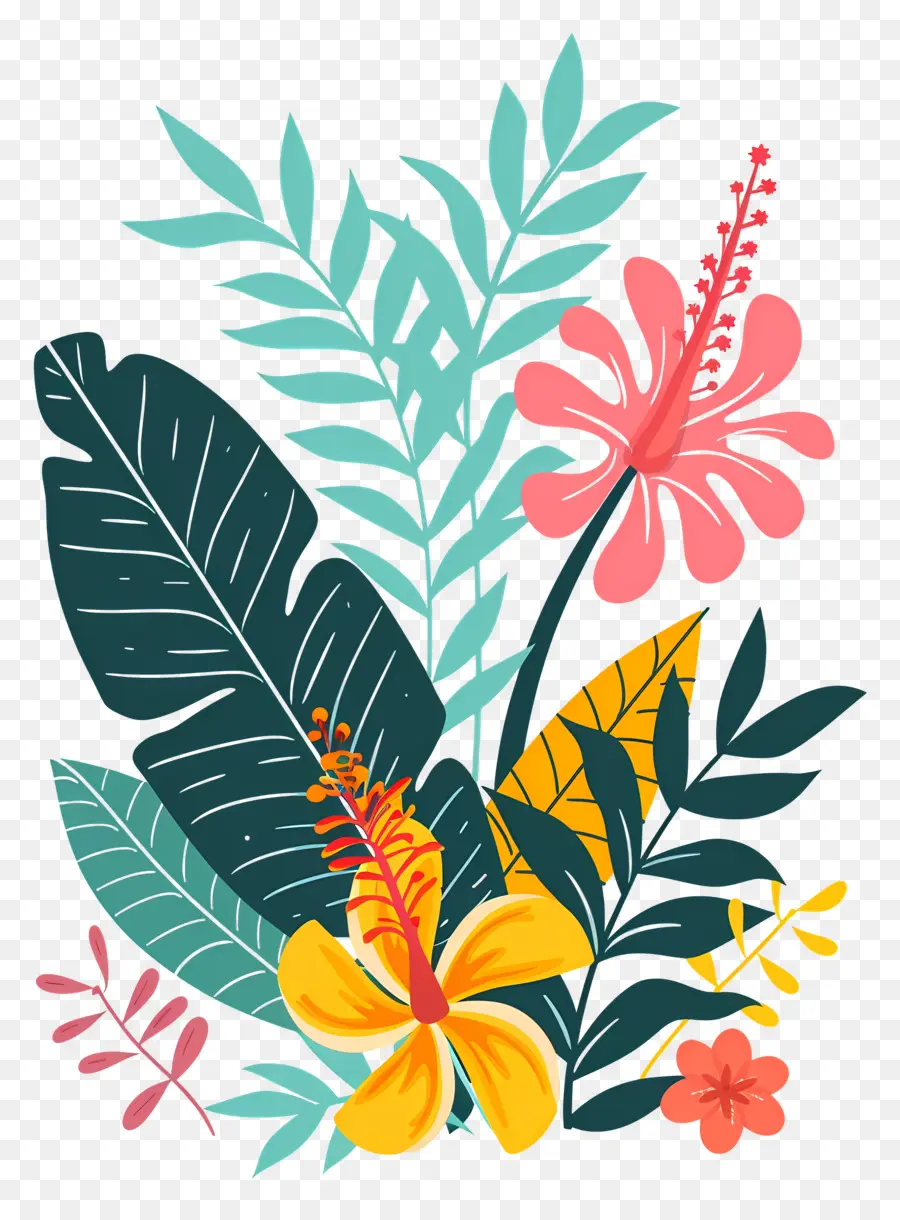 Fleurs Tropicales，Conception Florale Tropicale PNG