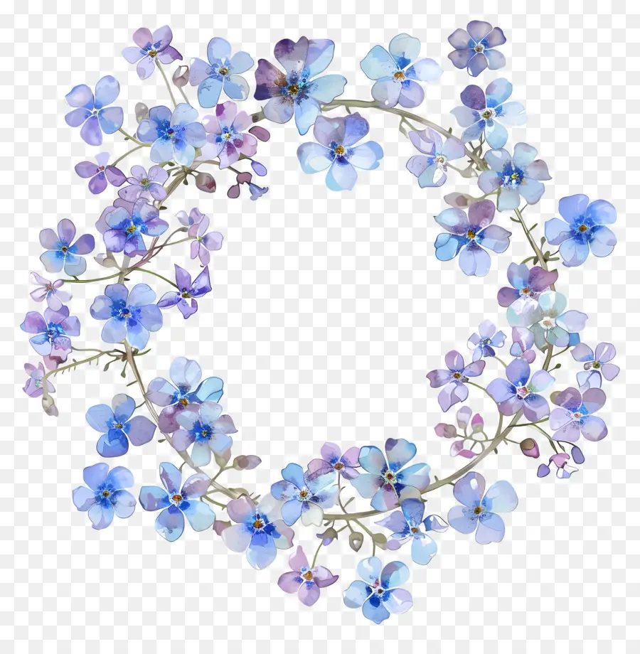 Couronne Florale Bleue，Couronne De Fleurs PNG