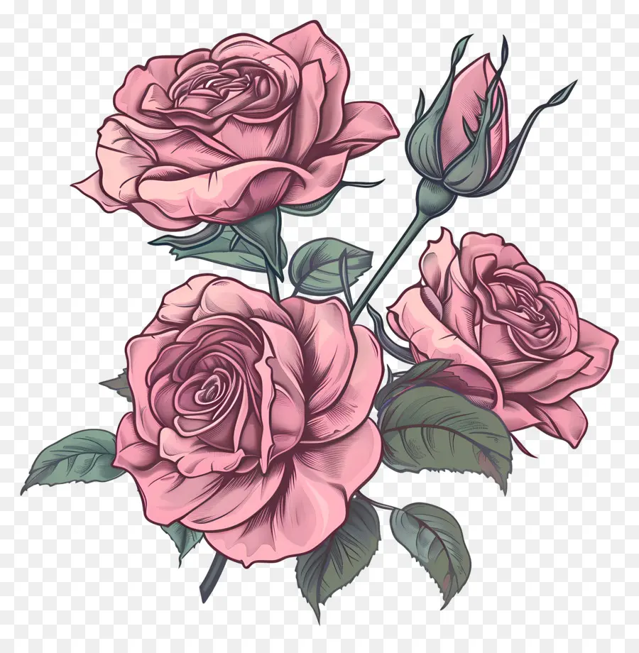 Fleur Rose，Roses Colorées PNG