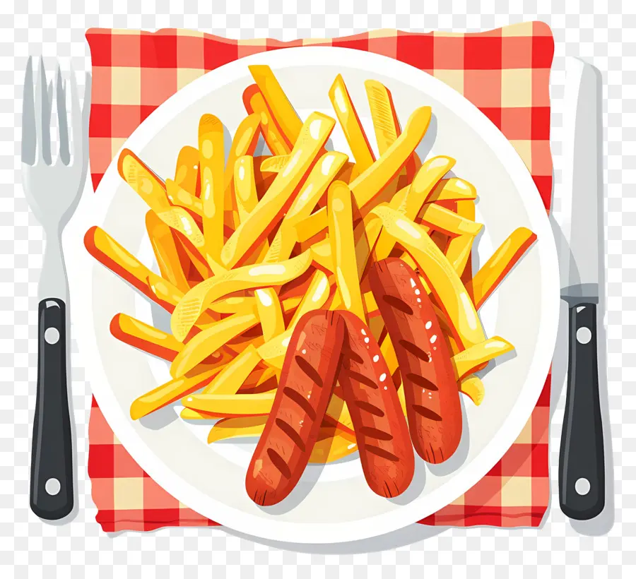 Salchipapa，Frites Et Saucisses PNG